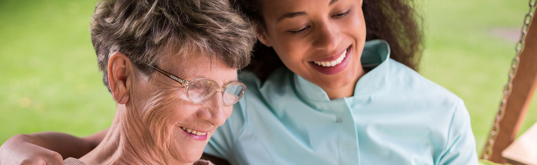 Two women smiling