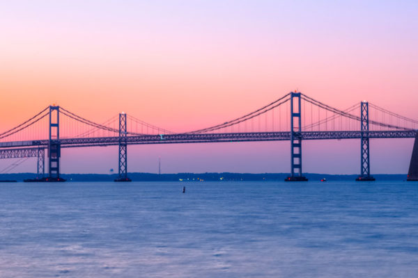 Large bridge and sunset